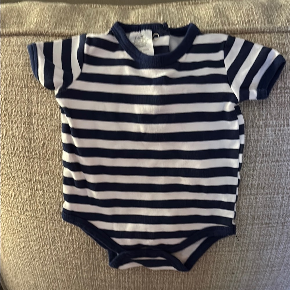 Baby Essentials Blue and White Striped Bodysuit with Snap Closure